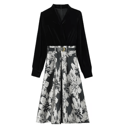 Robe 40s Fleurs Noires - Louise Vintage