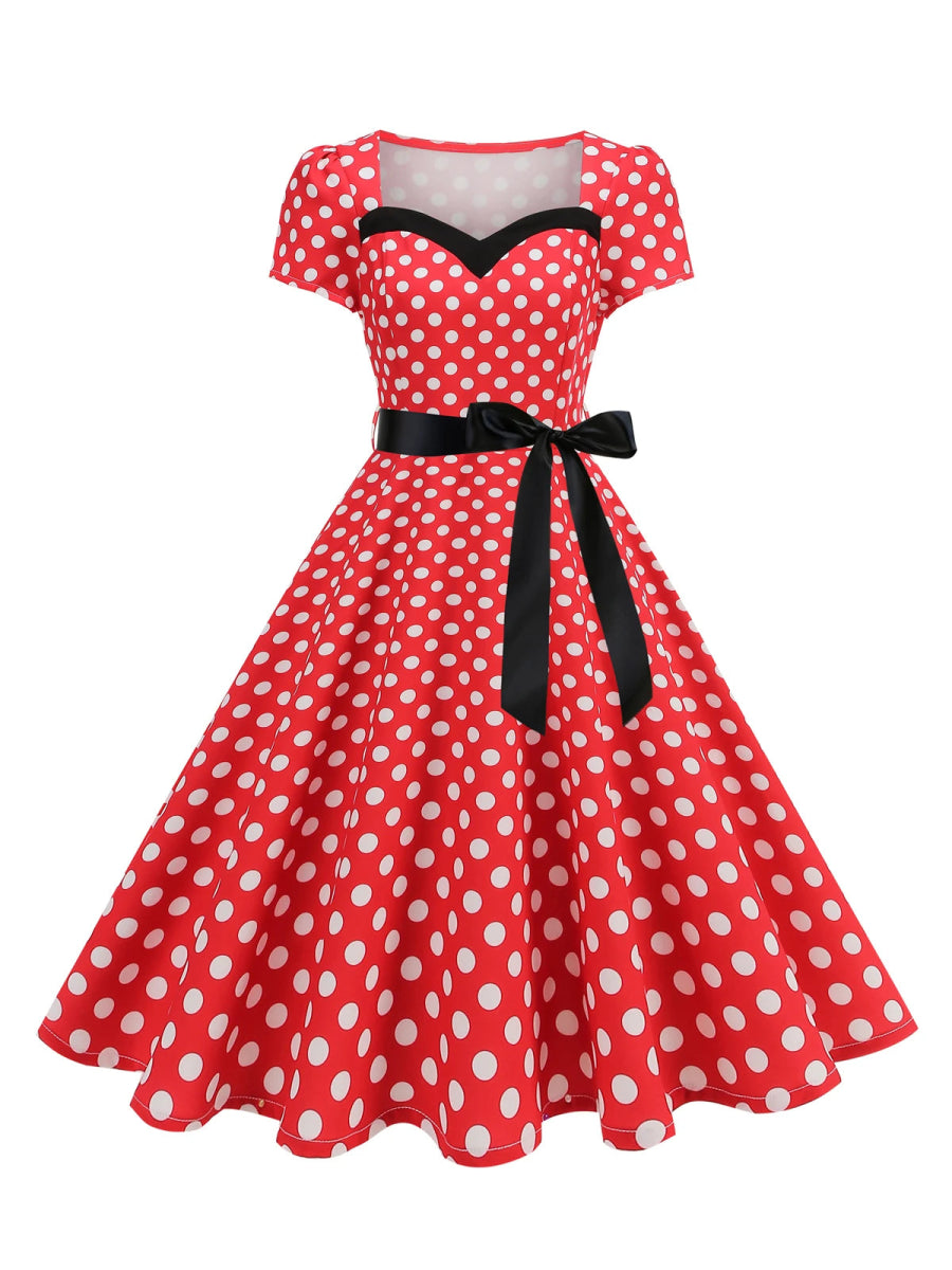 Robe à Pois Année 60 Rouge - Louise Vintage