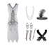 Robe Année 20 Femme Ronde Blanche (Avec Accessoires) - Louise Vintage
