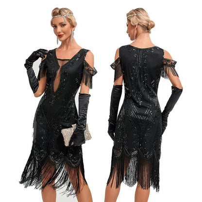 Robe Année 20 Prohibition Edition Black (Avec Accessoires) - Louise Vintage