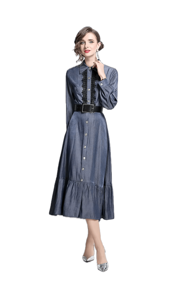Robe Année 40 Hiver Bleu - Louise Vintage