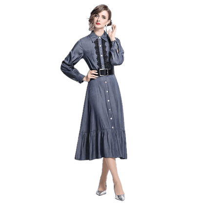 Robe Année 40 Hiver Bleu - Louise Vintage
