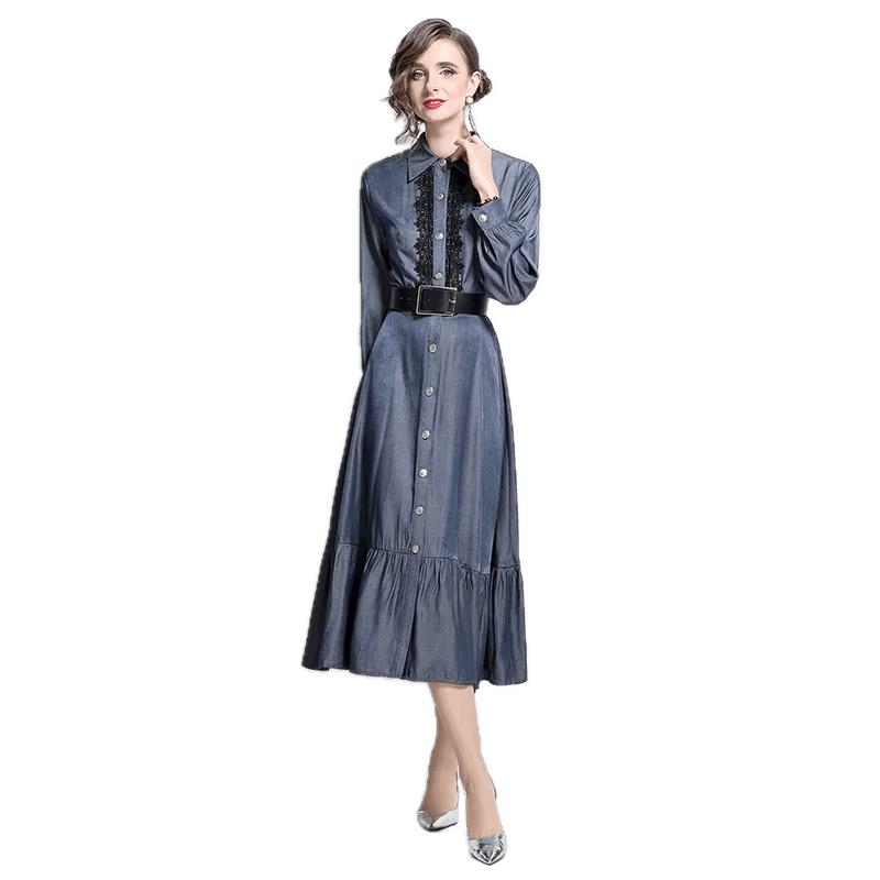 Robe Année 40 Hiver Bleu - Louise Vintage