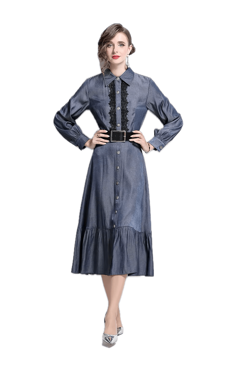 Robe Année 40 Hiver Bleu - Louise Vintage
