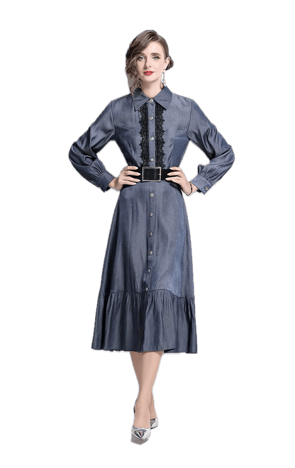 Robe Année 40 Hiver Bleu - Louise Vintage