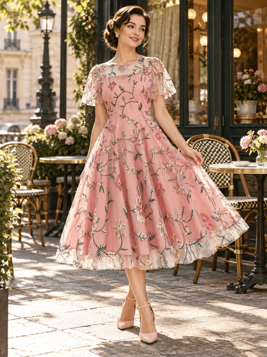 Robe Année 50 Avec Pétales - Louise Vintage