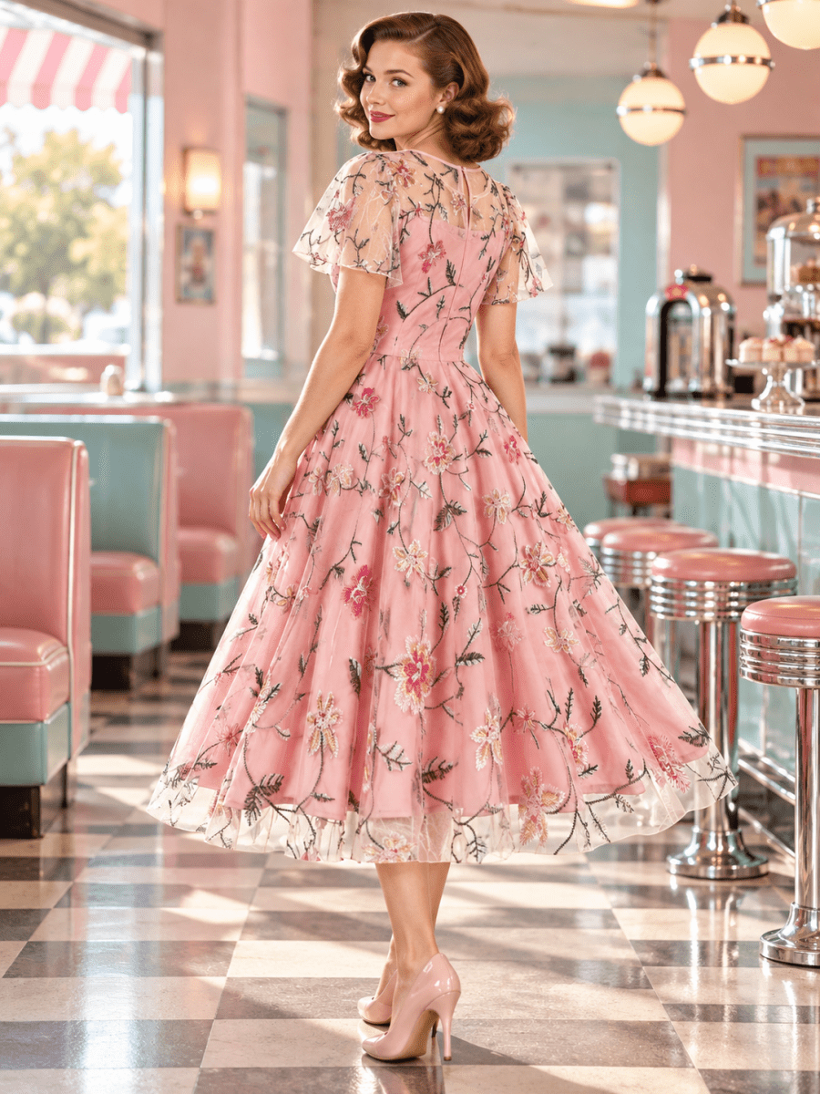 Robe Année 50 Avec Pétales - Louise Vintage