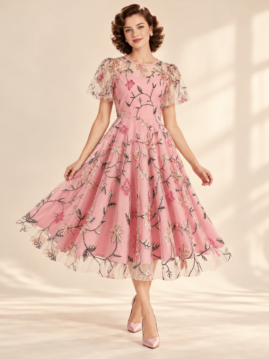 Robe Année 50 Avec Pétales - Louise Vintage