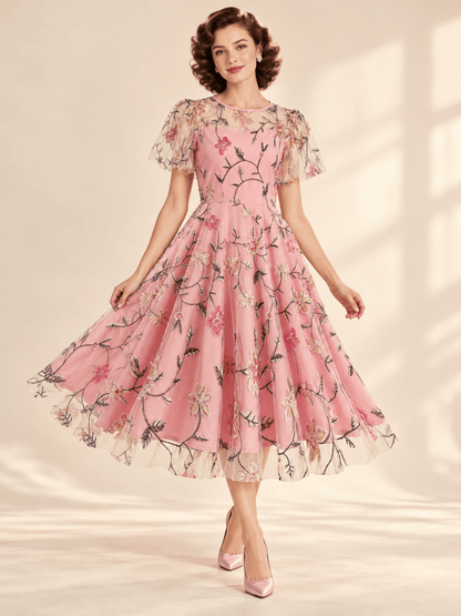 Robe Année 50 Avec Pétales - Louise Vintage