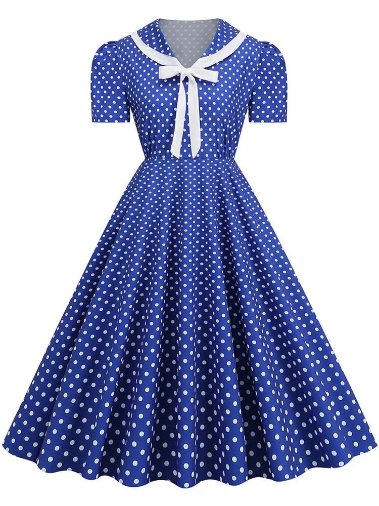 Robe Année 50 Bleu Marine - Louise Vintage