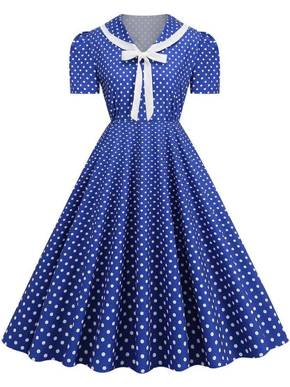 Robe Année 50 Bleu Marine - Louise Vintage