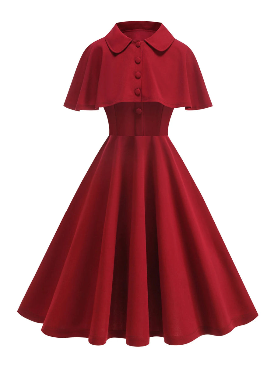 Robe Année 50 Cache Coeur Bordeaux - Louise Vintage