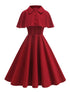 Robe Année 50 Cache Coeur Bordeaux - Louise Vintage