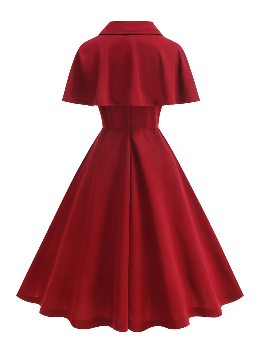Robe Année 50 Cache Coeur Bordeaux - Louise Vintage