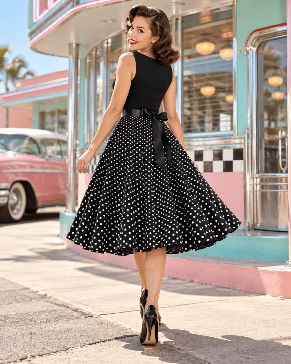 Robe Année 50 Noir Pin Up - Louise Vintage