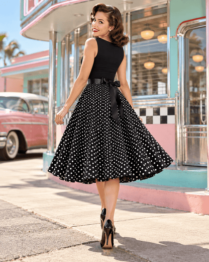 Robe Année 50 Noir Pin Up - Louise Vintage
