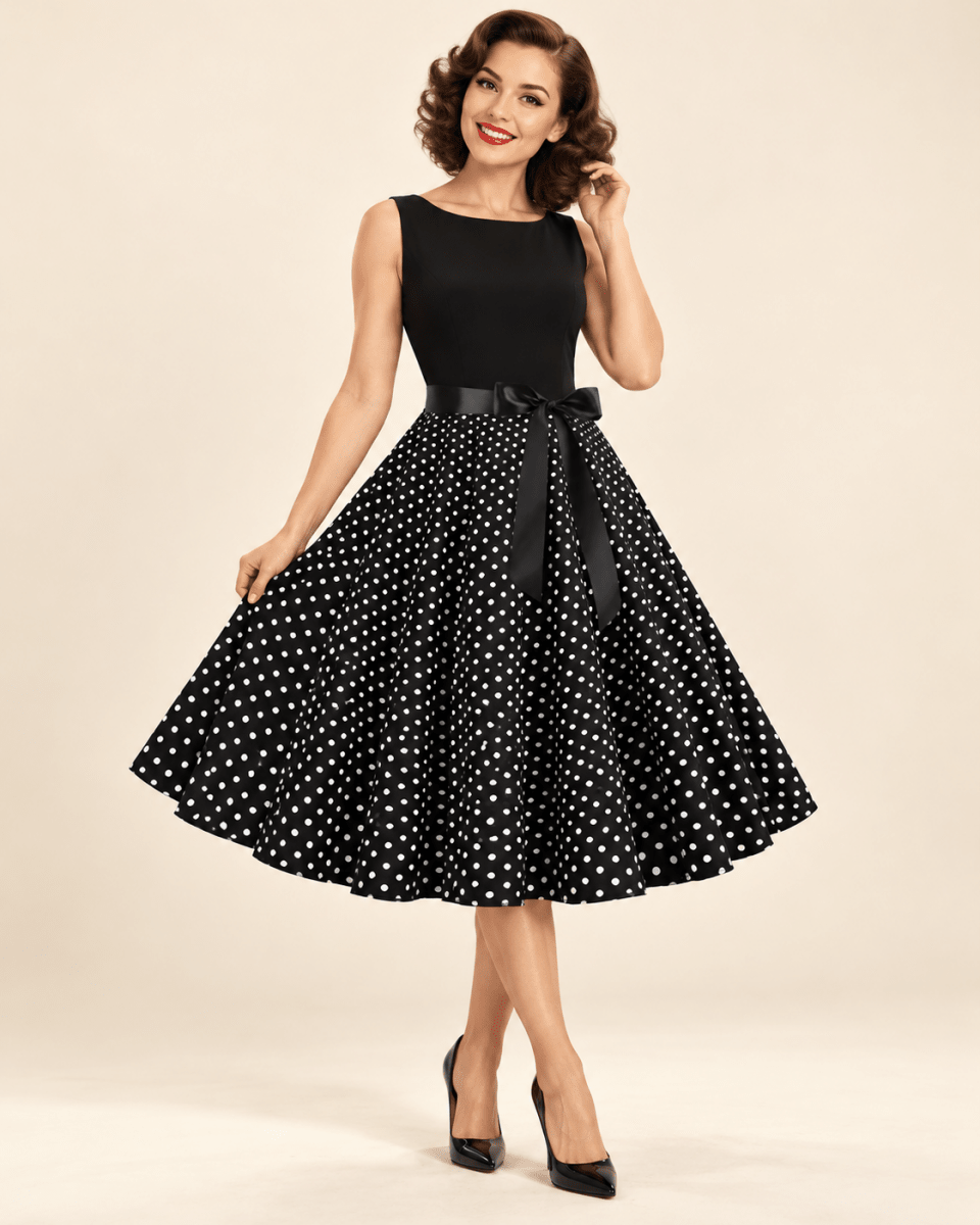 Robe Année 50 Noir Pin Up - Louise Vintage