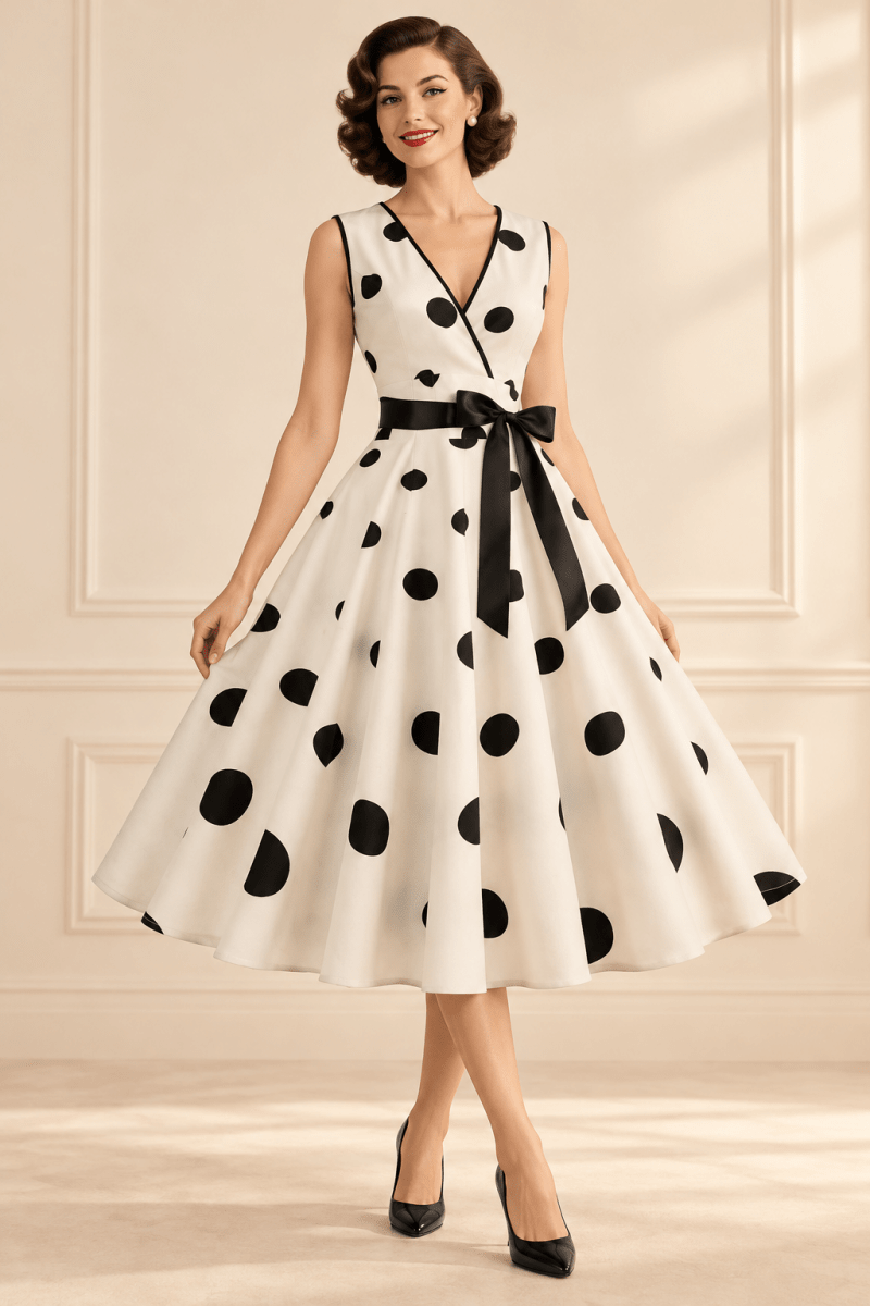 Robe Année 50 Noire et Blanche - Louise Vintage