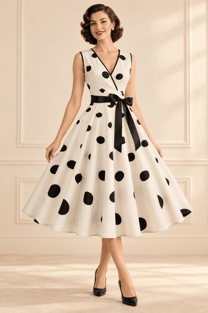 Robe Année 50 Noire et Blanche - Louise Vintage