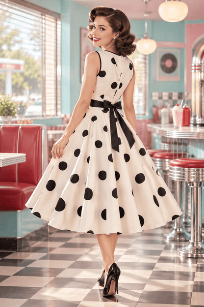 Robe Année 50 Noire et Blanche - Louise Vintage