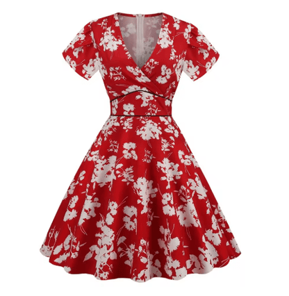 Robe Année 50 pas Cher Rose Rouge - Louise Vintage
