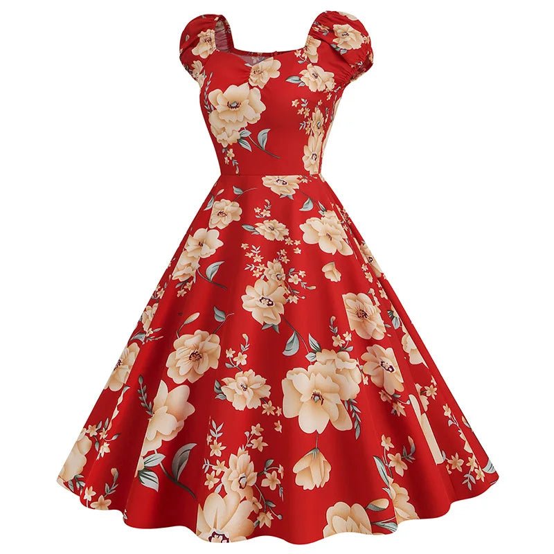 Robe Année 50 pas Cher Rose Rouge - Louise Vintage