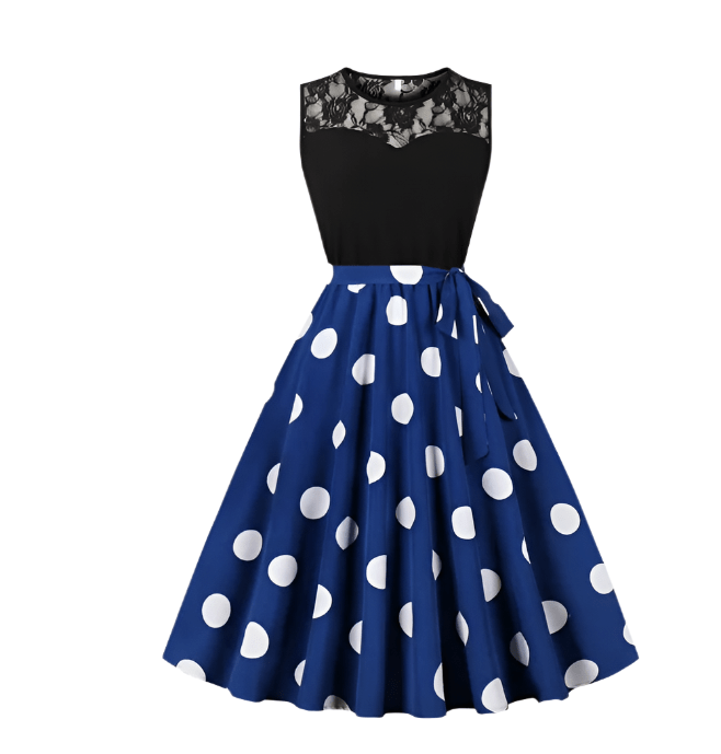 Robe Année 50 Pin Up pas Cher Bleu foncé - Louise Vintage