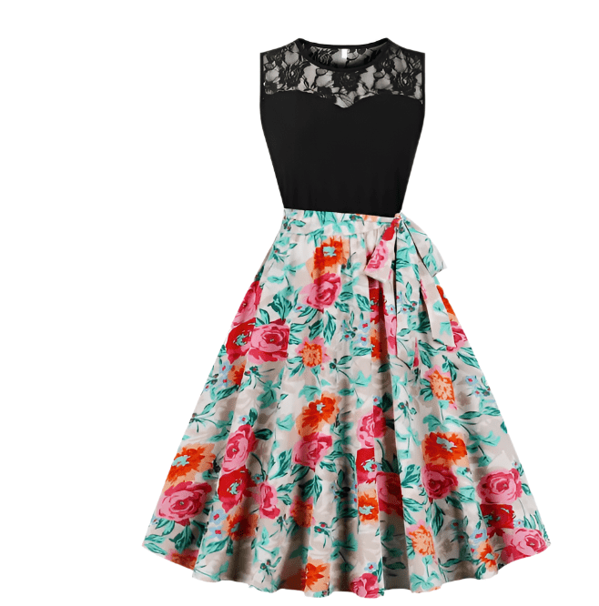 Robe Année 50 Pin Up pas Cher Bouquet - Louise Vintage