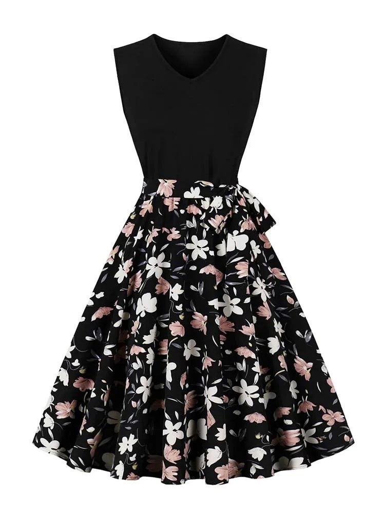Robe Année 50 Pin Up pas Cher Pois Fleurs - Louise Vintage