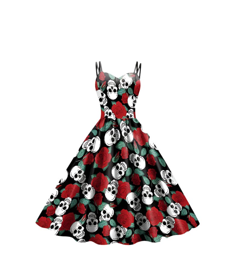 Robe Année 50 Pin Up pas Cher Tête de Mort - Louise Vintage