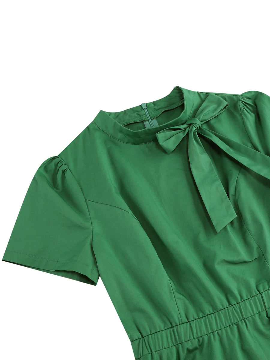 Robe Année 50 Pin Up pas Cher Unie Verte - Louise Vintage