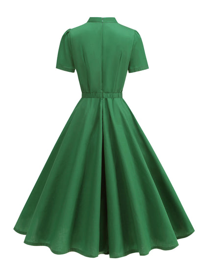 Robe Année 50 Pin Up pas Cher Unie Verte - Louise Vintage