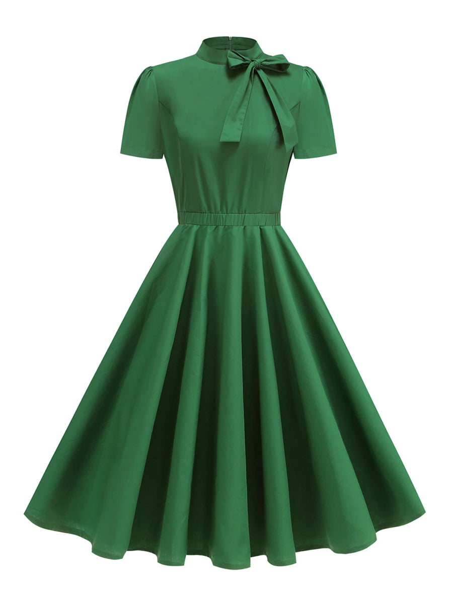 Robe Année 50 Pin Up pas Cher Unie Verte - Louise Vintage