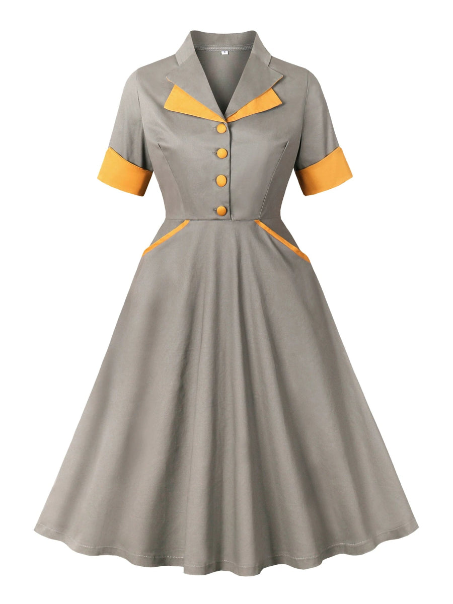 Robe Année 60 Chic Gris - Louise Vintage