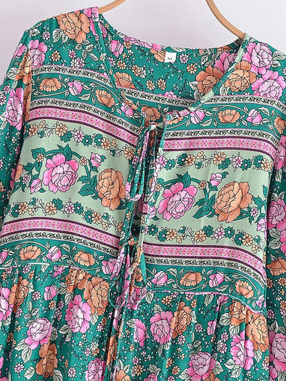 Robe Année 70 Chic Grosses Fleurs - Louise Vintage