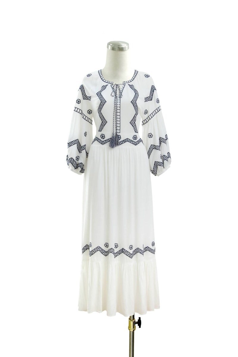 Robe Année 70 Hippie Blanche - Louise Vintage
