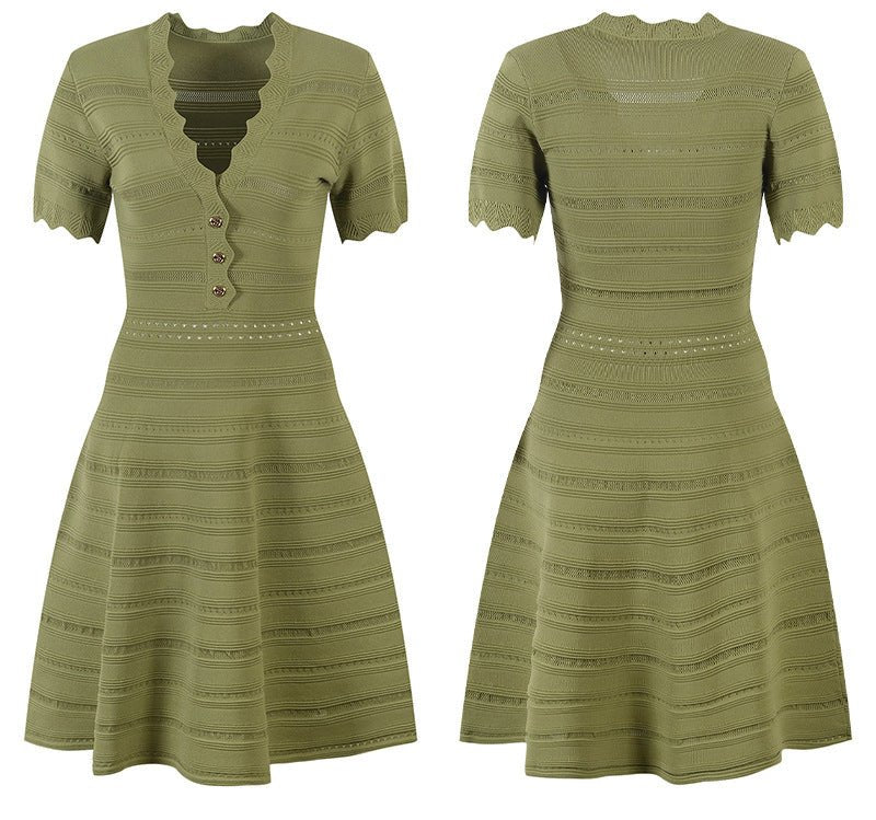 Robe Année 70 Vintage Noire et Verte - Louise Vintage