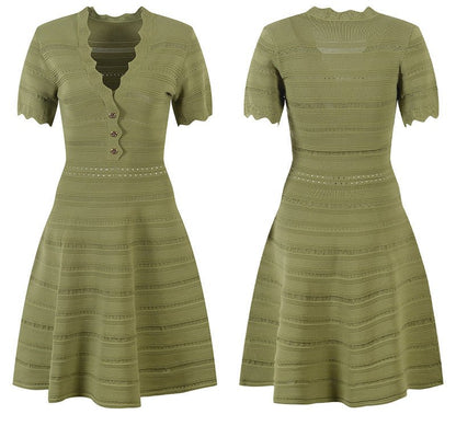 Robe Année 70 Vintage Noire et Verte - Louise Vintage