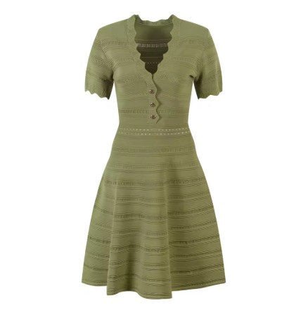 Robe Année 70 Vintage Noire et Verte - Louise Vintage