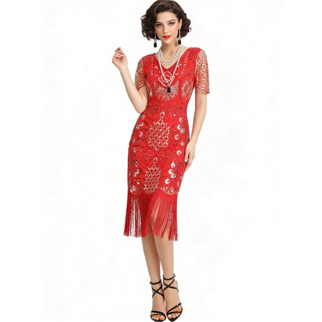 Robe Années 20 Grande Taille Rouge - Louise Vintage