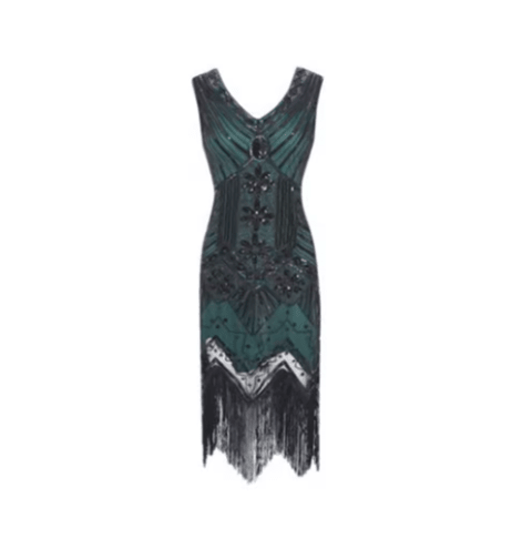 Robe Années 20 Grande Taille Verte - Louise Vintage
