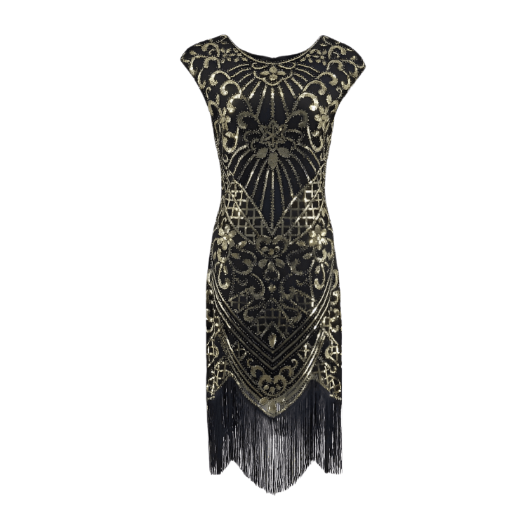 Robe Années 20 Vintage Grande Taille Or Noir - Louise Vintage