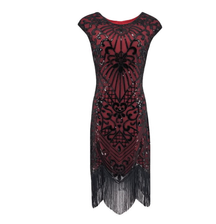 Robe Années 20 Vintage Grande Taille Rouge Noire - Louise Vintage