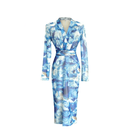 Robe Années 40 Bleu Foulard - Louise Vintage