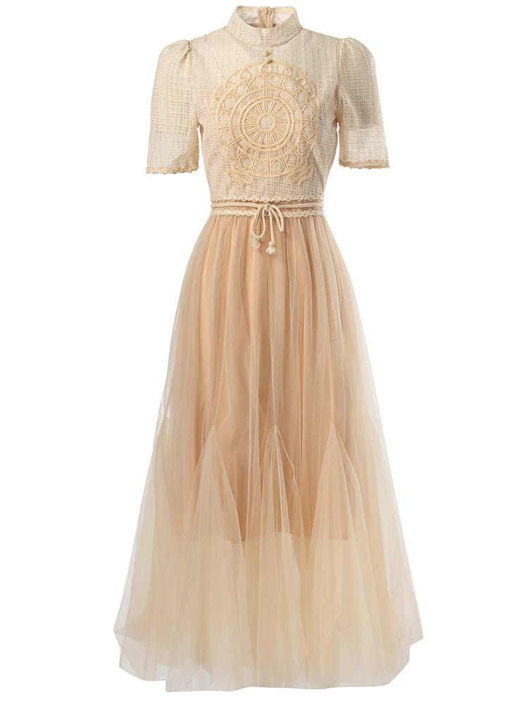 Robe Années 40 Champagne Ajourrée - Louise Vintage