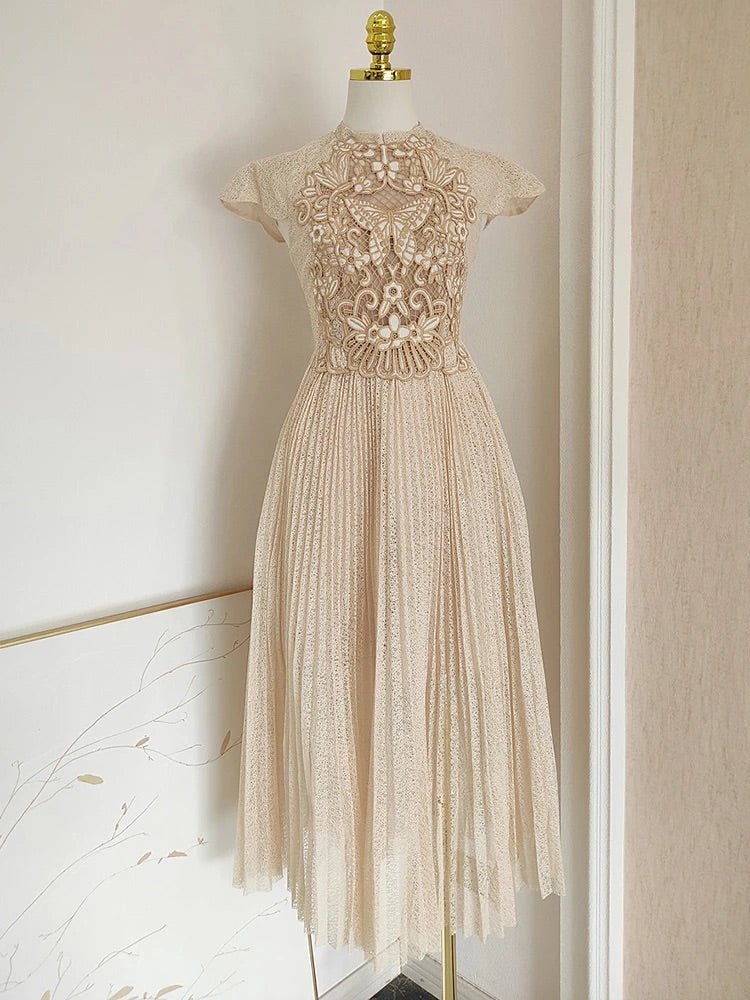 Robe Années 40 Champagne Ajourrée - Louise Vintage