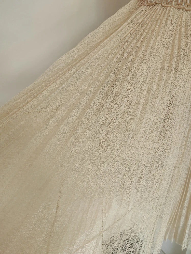 Robe Années 40 Champagne Ajourrée - Louise Vintage