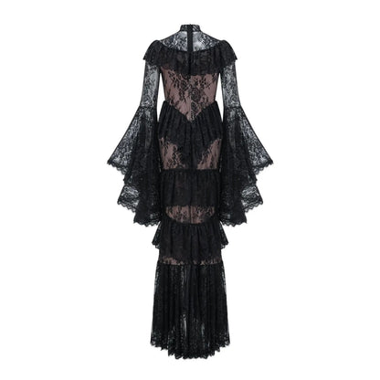 Robe Années 40 Col Montant Noir - Louise Vintage