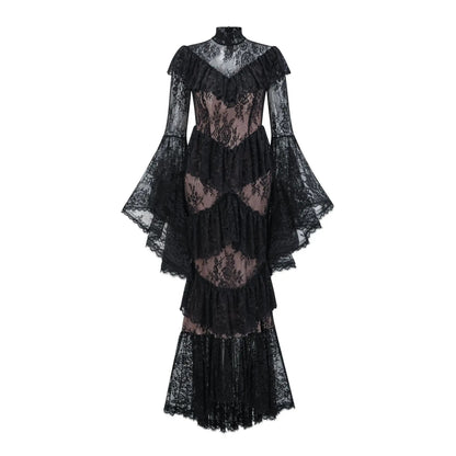 Robe Années 40 Col Montant Noir - Louise Vintage