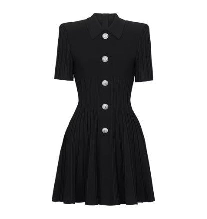 Robe Années 40 Noire Boutons - Louise Vintage